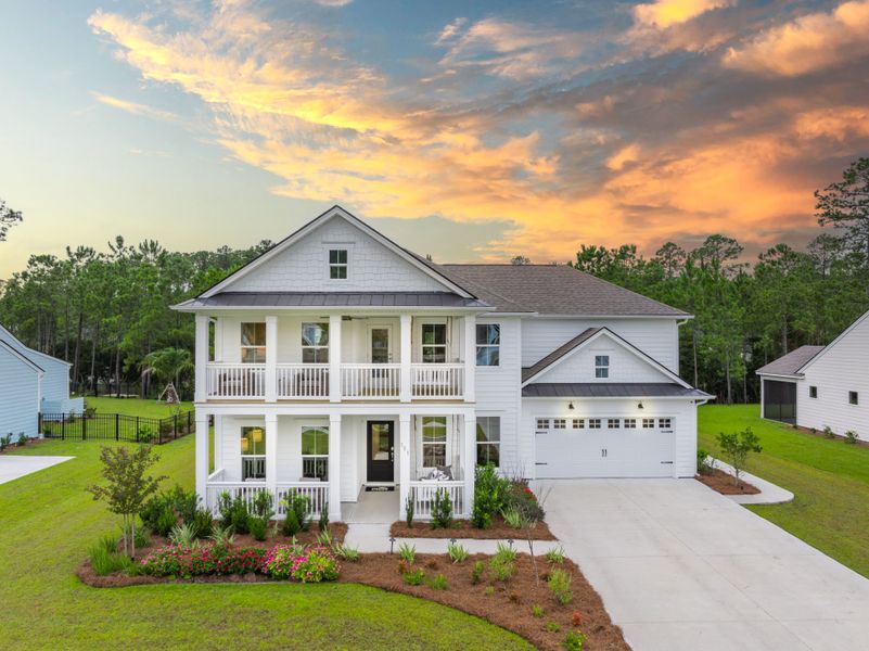 Representative exterior photo of a completed home built from the Woodward by Pulte Homes in Waterways, Richmond Hill, GA (Image 22). Representative exterior photo of a completed home built from the Woodward by Pulte Homes in Waterways, Richmond Hill, GA (Image 22).