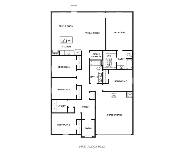 2D floor plan layout for the Baird by D.R. Horton in Fisher's Cove, Aransas Pass, TX (Image 3). 2D floor plan layout for the Baird by D.R. Horton in Fisher's Cove, Aransas Pass, TX (Image 3).