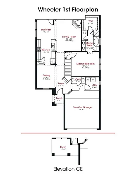 2D floor plan layout for the Wheeler by Kendall Homes in Russell Ranch, Bay City, TX (Image 3). 2D floor plan layout for the Wheeler by Kendall Homes in Russell Ranch, Bay City, TX (Image 3).