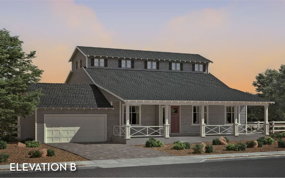 Representative exterior photo of a completed home built from the The Homestead by CastleRock Communities in Heritage Pointe, Chino Valley, AZ (Image 2). Representative exterior photo of a completed home built from the The Homestead by CastleRock Communities in Heritage Pointe, Chino Valley, AZ (Image 2).