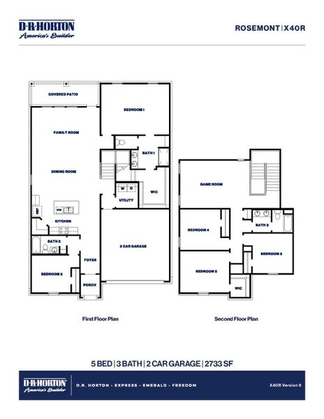 2D floor plan layout for the Rosemont by D.R. Horton in Maple Woods, Hockley, TX (Image 2). 2D floor plan layout for the Rosemont by D.R. Horton in Maple Woods, Hockley, TX (Image 2).