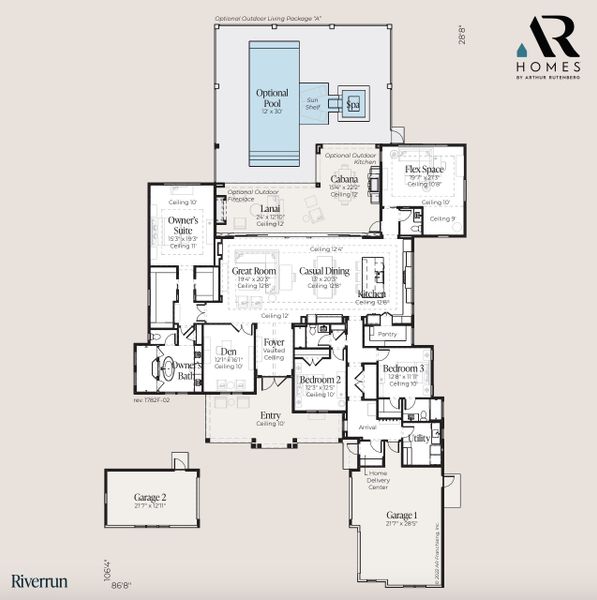 2D floor plan layout for the Riverrun by AR HOMES in Southern Hills Plantation, Brooksville, FL (Image 2). 2D floor plan layout for the Riverrun by AR HOMES in Southern Hills Plantation, Brooksville, FL (Image 2).