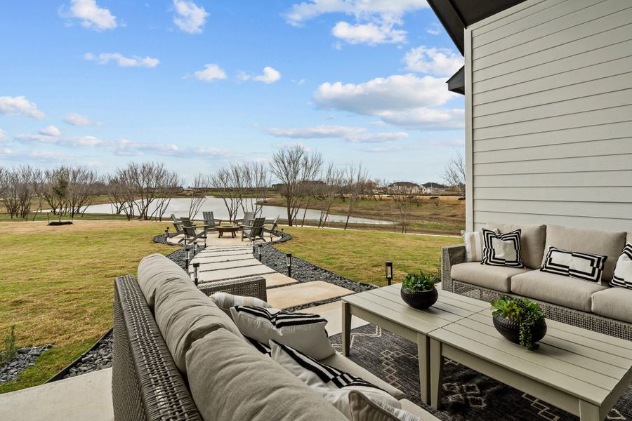Exterior details and patio area of a home in Lariat, Liberty Hill (Image 4).