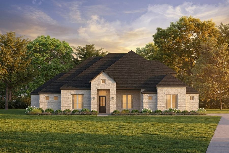 Front exterior of a new home in Heritage, McLendon-Chisholm, TX, highlighting curb appeal (Image 1). Front exterior of a new home in Heritage, McLendon-Chisholm, TX, highlighting curb appeal (Image 1).