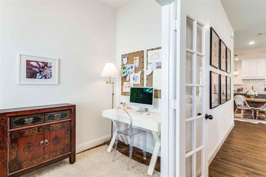 Office featuring light hardwood / wood-style flooring