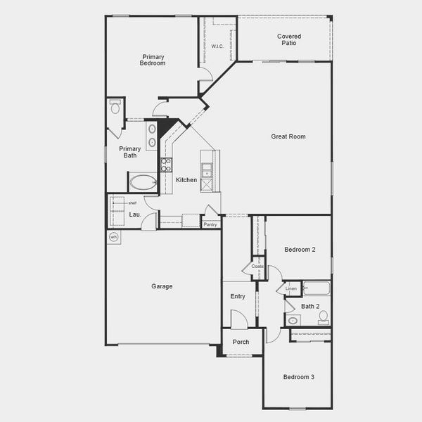 2D floor plan layout for the Plan 1888 by KB Home in Skyline Village Enclaves, San Tan Valley, AZ (Image 3). 2D floor plan layout for the Plan 1888 by KB Home in Skyline Village Enclaves, San Tan Valley, AZ (Image 3).