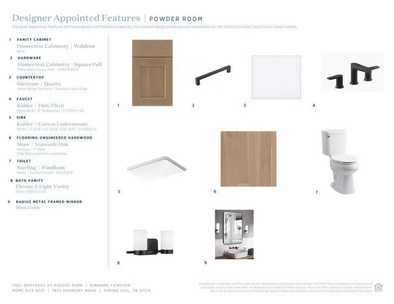 Sample of building materials used in homes in Toll Brothers at August Park, Spring Hill (Image 9).