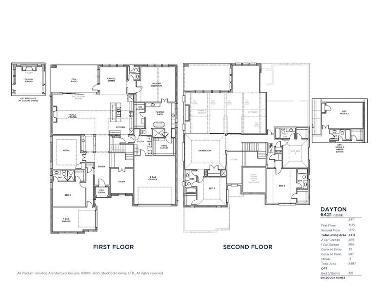 2D floor plan layout for the Dayton - SH 6421 by Shaddock Homes in Park Place - 80' Lots, Prosper, TX (Image 3). 2D floor plan layout for the Dayton - SH 6421 by Shaddock Homes in Park Place - 80' Lots, Prosper, TX (Image 3).