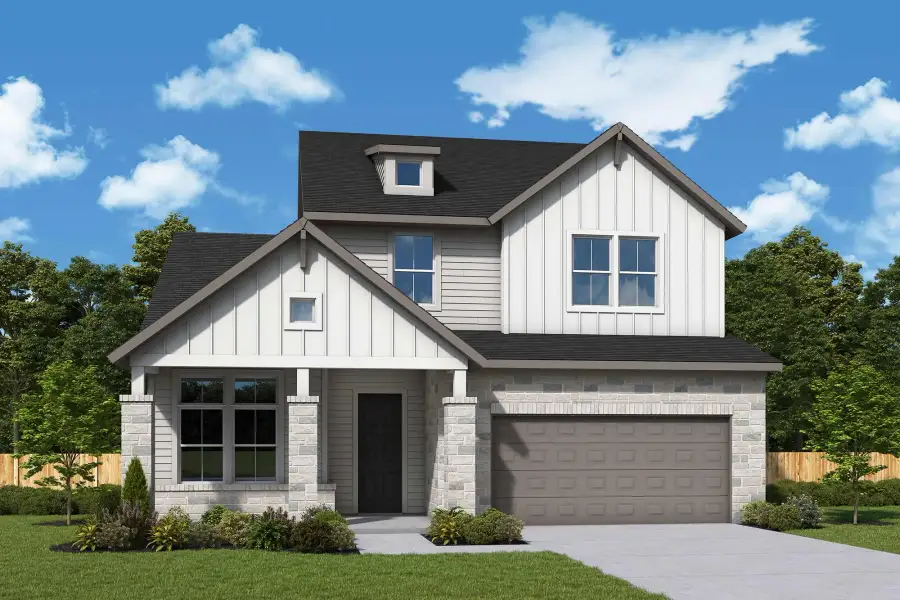 Representative exterior photo of a completed home built from the The Camellia by David Weekley Homes in ARTAVIA - Enclave Collection, Conroe, TX (Image 2). Representative exterior photo of a completed home built from the The Camellia by David Weekley Homes in ARTAVIA - Enclave Collection, Conroe, TX (Image 2).