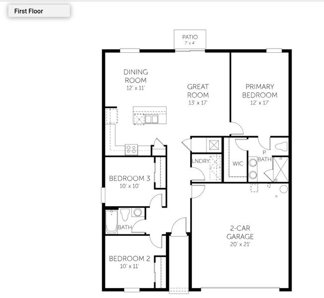 2D floor plan layout for the Auburndale - Single Family Homes by Dream Finders Homes in Willowbrook North, Winter Haven, FL (Image 3). 2D floor plan layout for the Auburndale - Single Family Homes by Dream Finders Homes in Willowbrook North, Winter Haven, FL (Image 3).