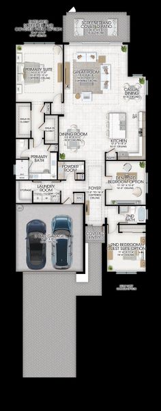 2D floor plan layout for the Atlantica II by GL Homes in Valencia Vista at Riverland, Port St. Lucie, FL (Image 4).