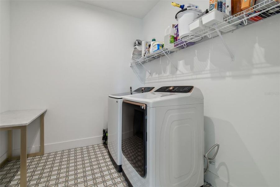 Large Laundry Room with Designer Tile Large Laundry Room with Designer Tile