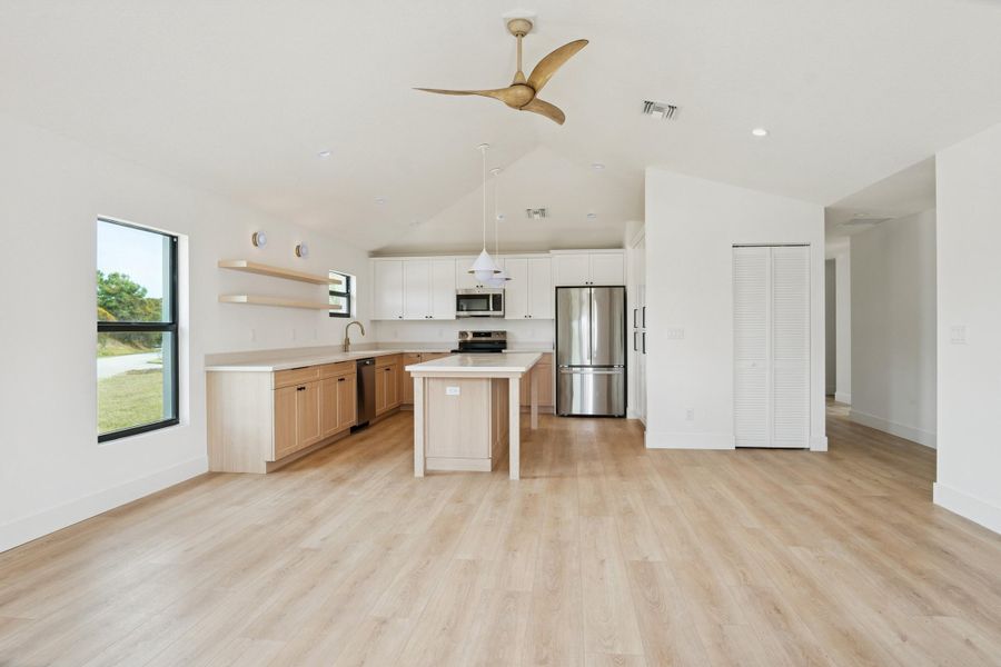 View of kitchen from living room