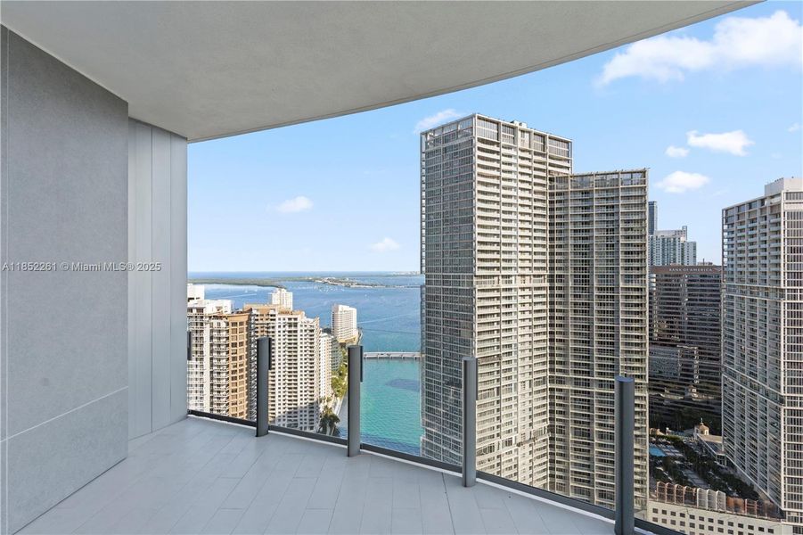 Exterior details and patio area of a home in Aston Martin Residences, Miami (Image 25).