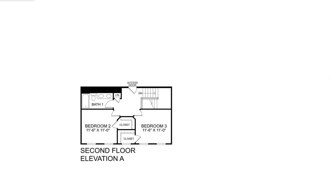2D floor plan layout for the Esquire Place by Ryan Homes in Crystal Falls Estates, Dawsonville, GA (Image 4).