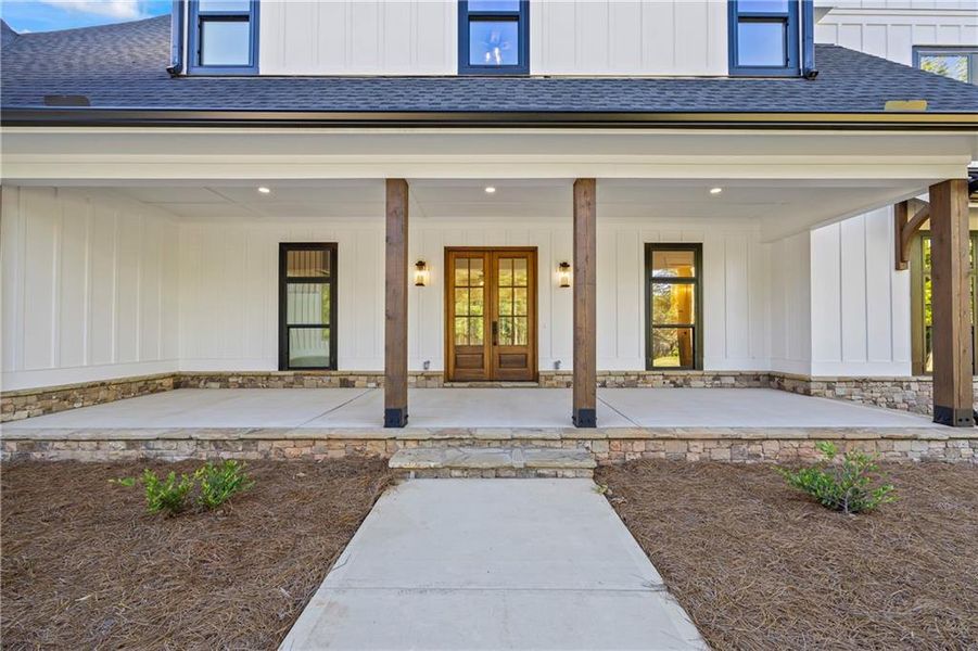 Front exterior of a new home in , Flowery Branch, GA, highlighting curb appeal (Image 36).