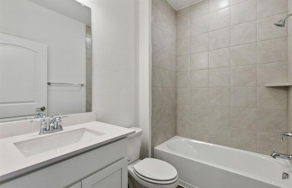 Upgraded secondary bathroom *real home pictured