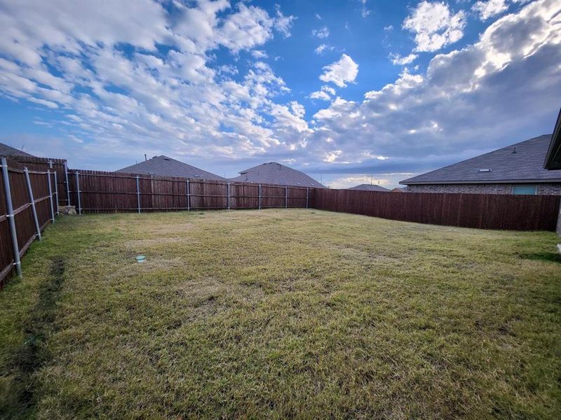 View of fenced backyard