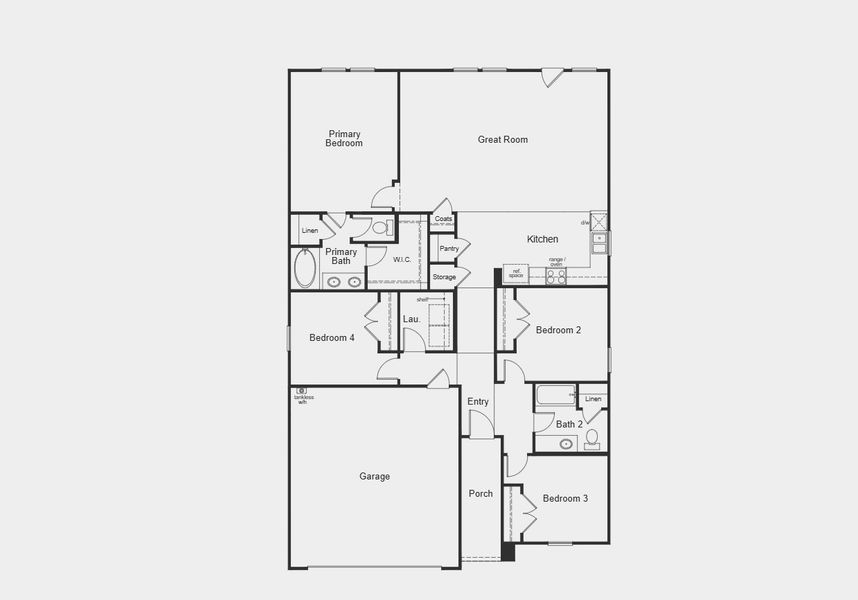 2D floor plan layout for the Plan 1754 by KB Home in Eagle Creek, Denton, TX (Image 3).