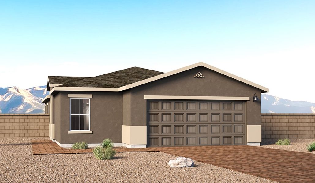Representative exterior photo of a completed home built from the Aloe - C30A by D.R. Horton in Coronet at Gladden Farms, Marana, AZ (Image 2). Representative exterior photo of a completed home built from the Aloe - C30A by D.R. Horton in Coronet at Gladden Farms, Marana, AZ (Image 2).
