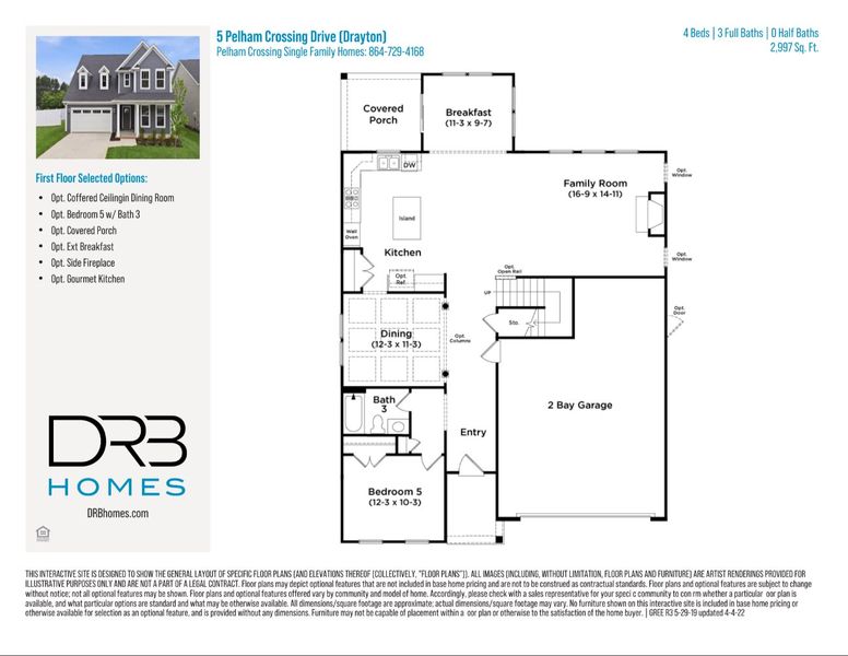 2D floor plan layout of this home in Pelham Crossing Single Family Homes, Greenville, SC (Image 5).