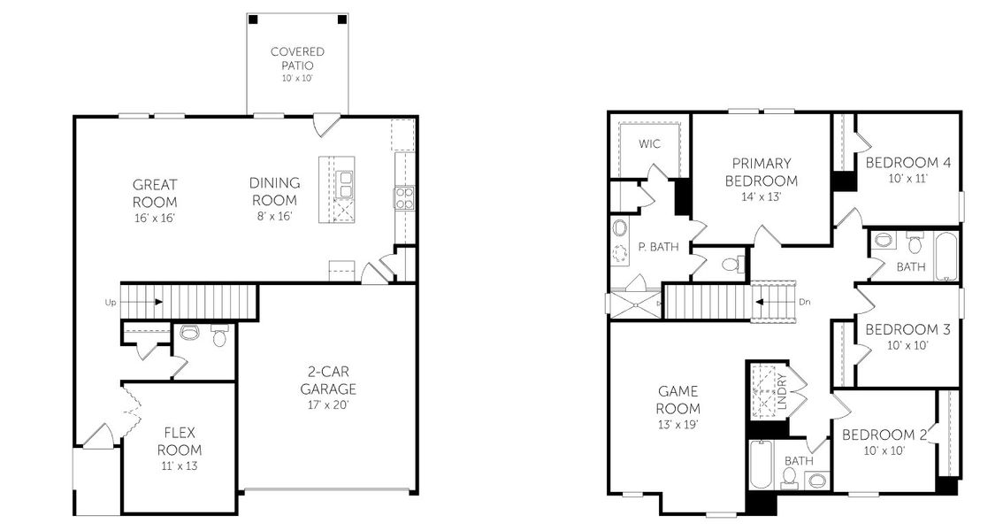 2D floor plan layout for the Moore - Single Family Homes by Dream Finders Homes in Briarwood, Elgin, TX (Image 3).