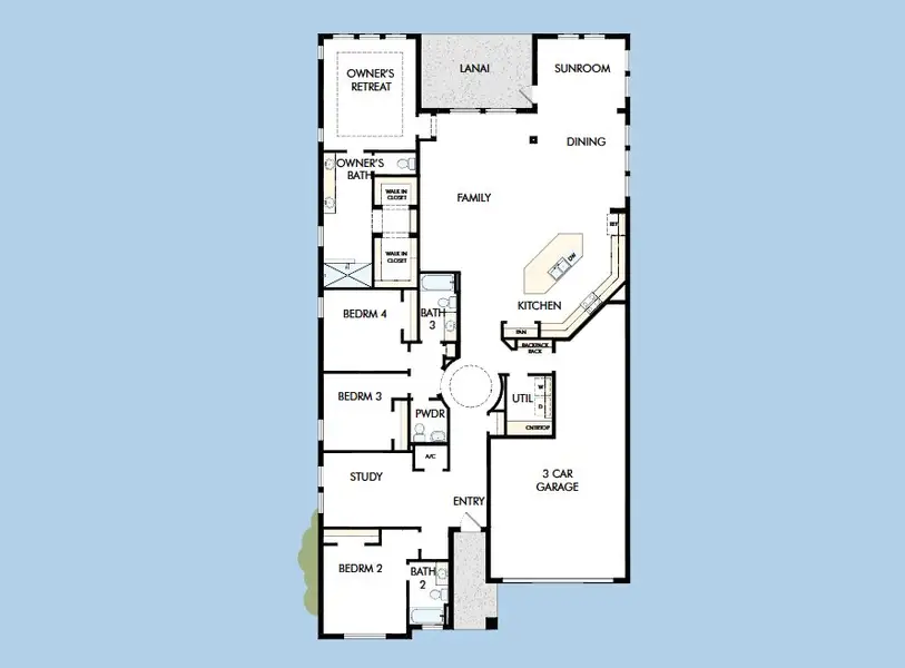 2D floor plan layout for the The Windmore by David Weekley Homes in Soleta at Starkey Ranch – Executive Series, Odessa, FL (Image 3).