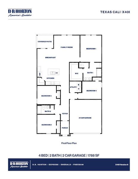 2D floor plan layout for the Plan by D.R. Horton in New Waverly Station, New Waverly, TX (Image 5).