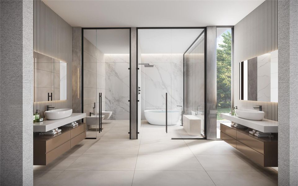 Rendering of one of the primary bathrooms