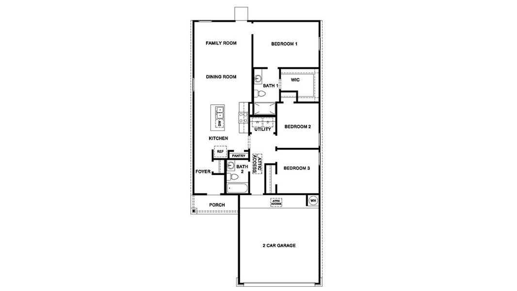 2D floor plan layout for the The Atlanta by D.R. Horton in Sereno Springs, Converse, TX (Image 3). 2D floor plan layout for the The Atlanta by D.R. Horton in Sereno Springs, Converse, TX (Image 3).