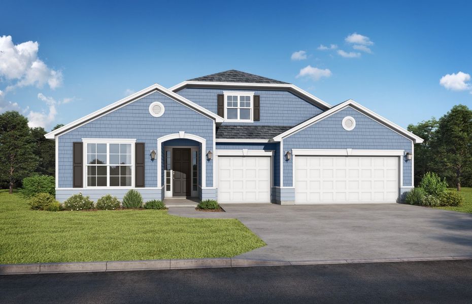 Representative exterior photo of a completed home built from the Cherryfield by SEDA New Homes in Sandy Ridge, Yulee, FL (Image 5). Representative exterior photo of a completed home built from the Cherryfield by SEDA New Homes in Sandy Ridge, Yulee, FL (Image 5).
