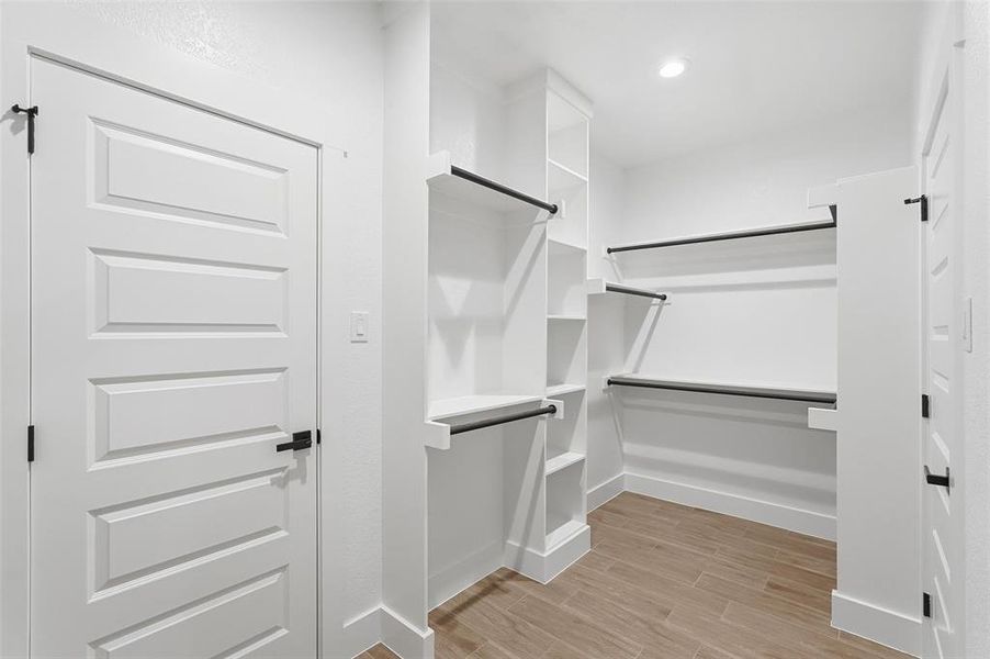 Walk in closet featuring wood tiled floors