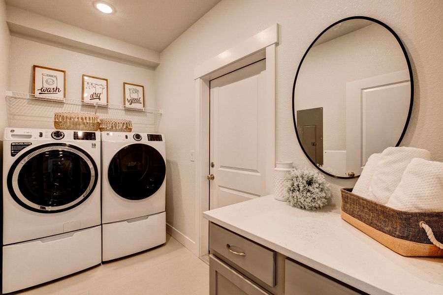 Representative furnished interior of a home built from the The Cambridge by Landmark Homes in The Lakes at Centerra, Loveland (Image 16).