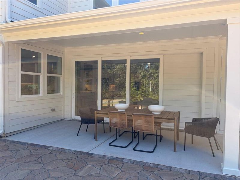 Exterior details and patio area of a home in Windsor Court, Fayetteville (Image 3).