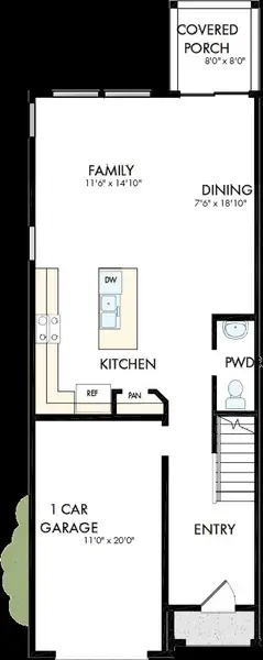 2D floor plan layout of this home in Nexus Townhomes, Gallatin, TN (Image 2).