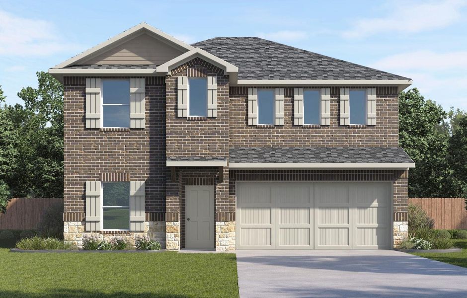 Front exterior of a new home in Emberly, Beasley, TX, highlighting curb appeal (Image 1). Front exterior of a new home in Emberly, Beasley, TX, highlighting curb appeal (Image 1).