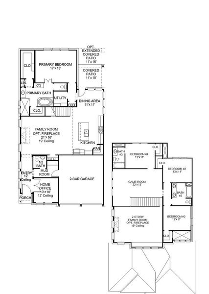 2D floor plan layout of this home in Santa Rita Ranch Tierra Rosa, Liberty Hill, TX (Image 4).