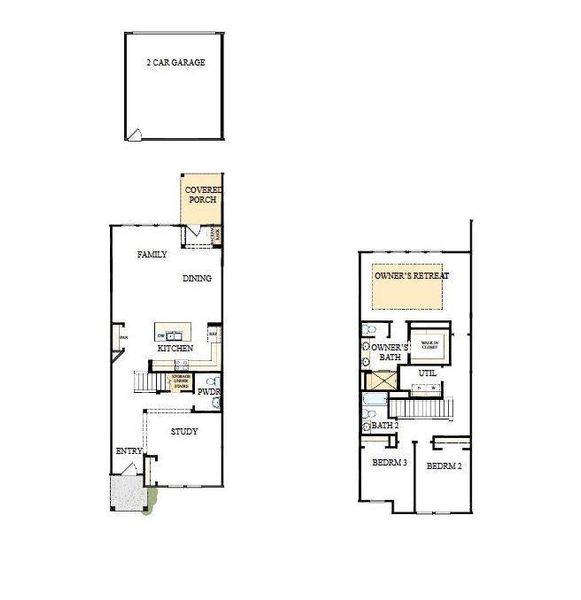2D floor plan layout of this home in North Creek Village - Townhomes, Huntersville, NC (Image 4).