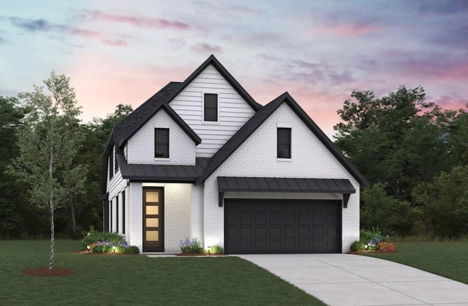 Front exterior of a new home in Amira: Signature Collection, Tomball, TX, highlighting curb appeal (Image 1). Front exterior of a new home in Amira: Signature Collection, Tomball, TX, highlighting curb appeal (Image 1).