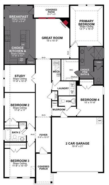 2D floor plan layout of this home in Enclave at Legacy Hills: Overlook 60', Celina, TX (Image 3).