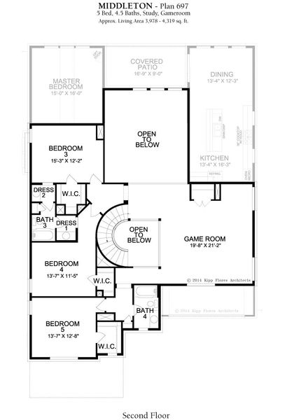 2D floor plan layout for the Middleton by Landon Homes in Lexington Frisco, Frisco, TX (Image 5).