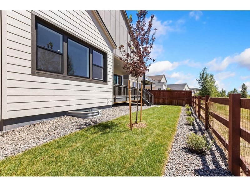 Exterior details and patio area of a home in RainDance, Windsor (Image 2).