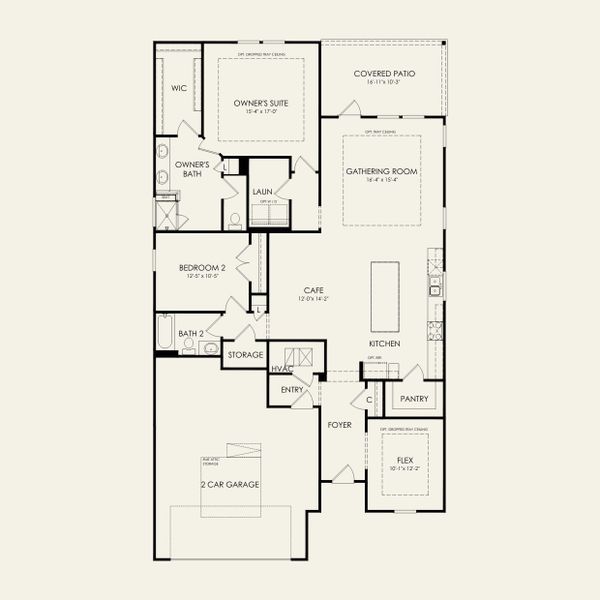 2D floor plan layout for the Mainstay by Pulte Homes in Forest Creek, Waxhaw, NC (Image 3).