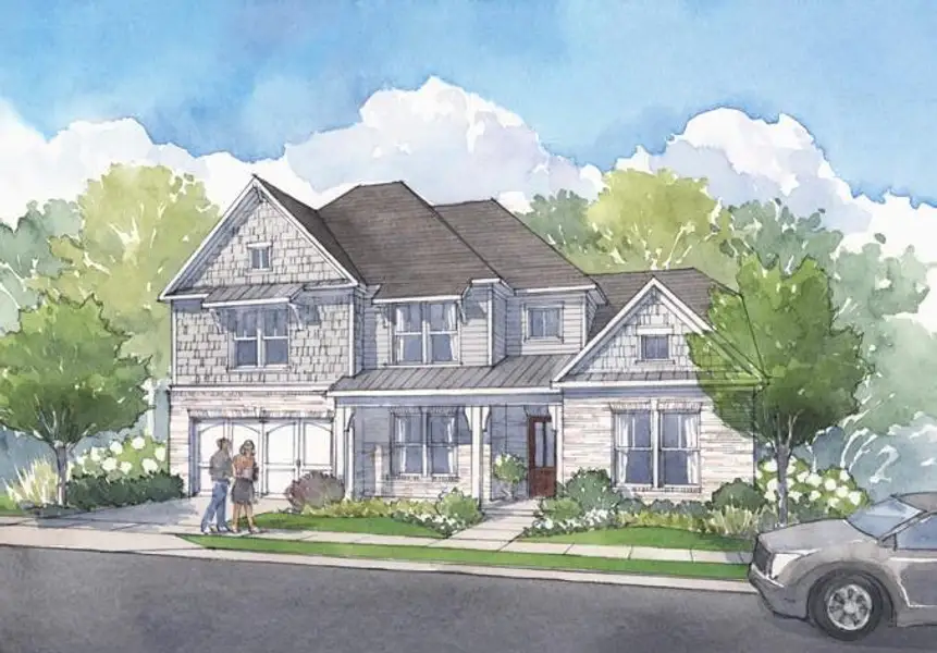 Exterior rendering of this home design in Ashbury Commons, Powder Springs, GA (Image 3). Exterior rendering of this home design in Ashbury Commons, Powder Springs, GA (Image 3).