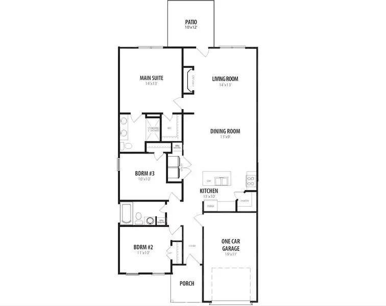2D floor plan layout for the Clinton by RiverWILD Homes in Archer's Park, Middlesex, NC (Image 3).