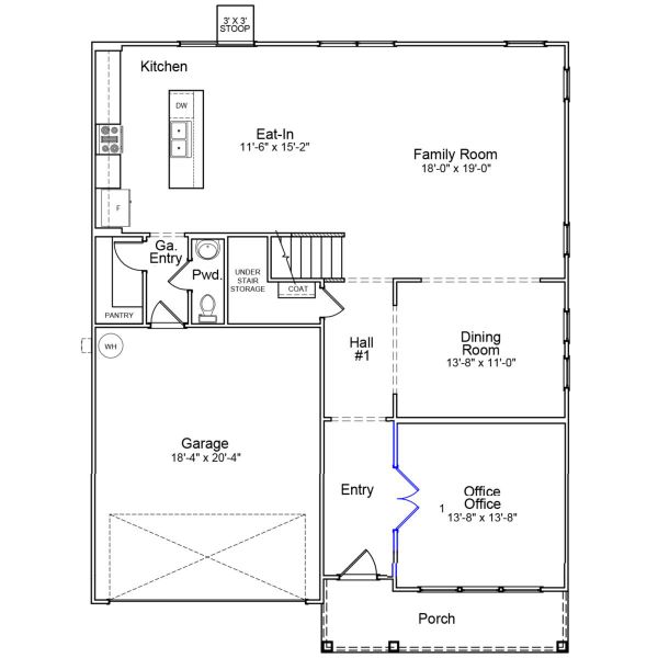 2D floor plan layout of this home in Fieldstone, Lexington, NC (Image 4).