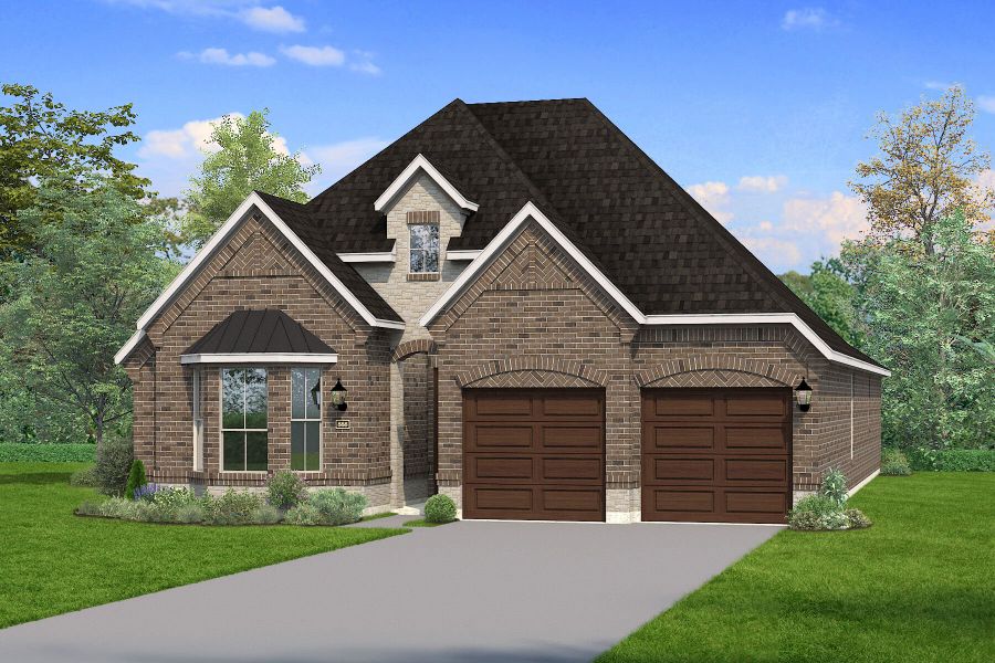 The Bianca - Old World with Stone with Metal Roof Elevation The Bianca - Old World with Stone with Metal Roof Elevation