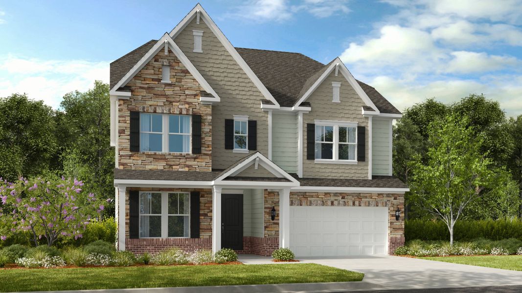 Representative exterior photo of a completed home built from the Leland by Taylor Morrison in Stafford at Langtree, Mooresville, NC (Image 1).