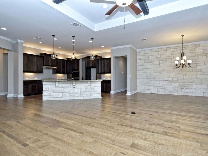 Representative unfurnished interior of a home built from the Madera II by Giddens Homes in Scofield Farms Estates, Georgetown (Image 405).