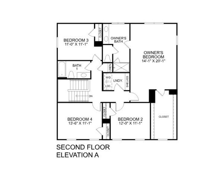 2D floor plan layout for the Columbia by Ryan Homes in Cainhoy Preserve, Huger, SC (Image 3).